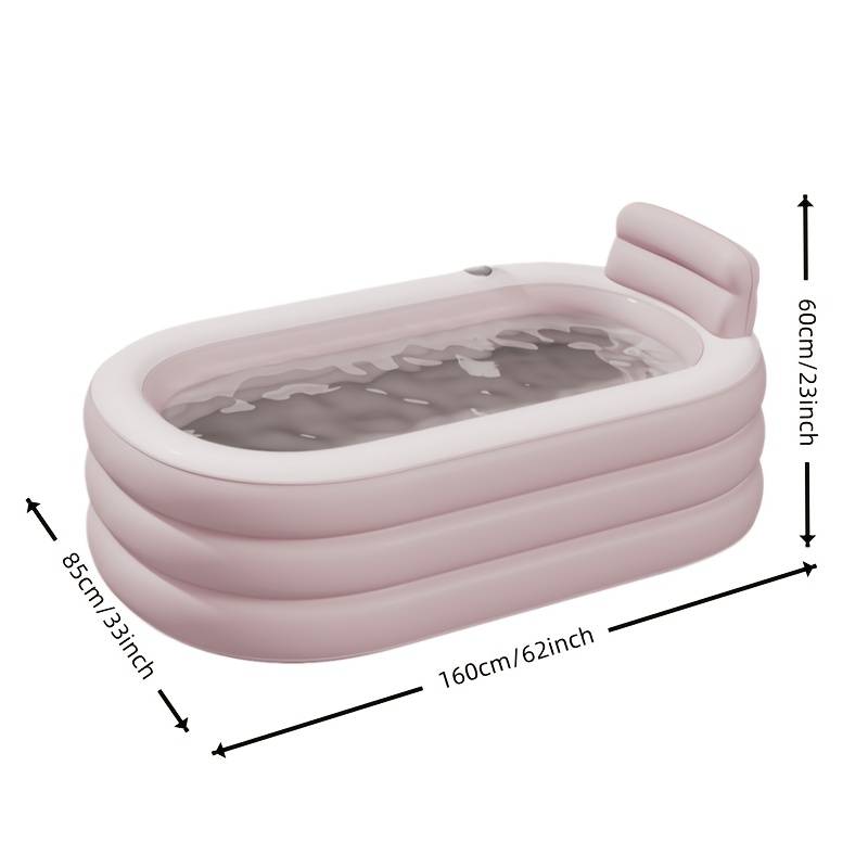 TEMU Adult Inflatable Bathtub: Foldable Portable Home Bath Tub With Comfortable Backrest, Thickened Durable Material, And Quick Setup, Space-saving Design For Relaxing Soaking Baths In Bathroom