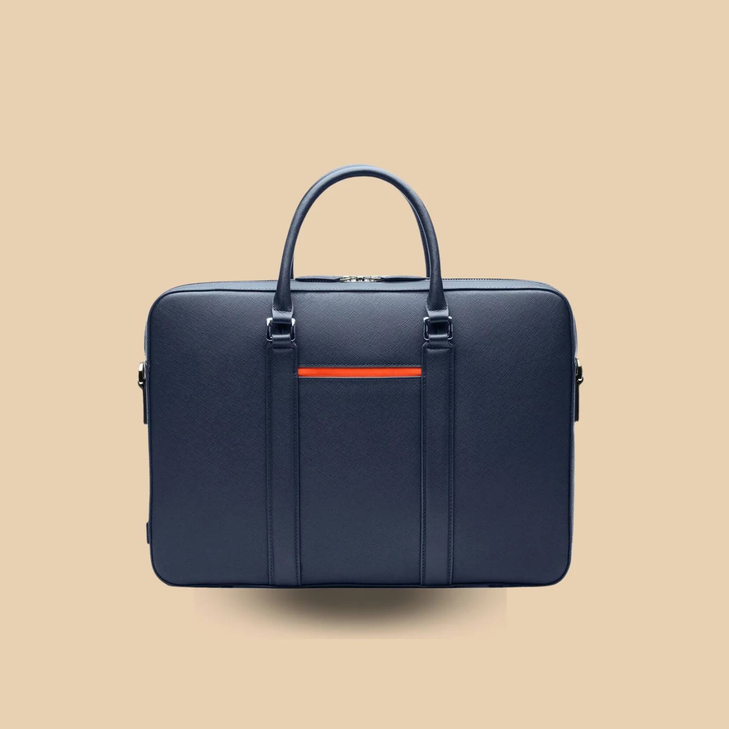 Classy Blue Leather Deluxe Laptop Briefcase Bag