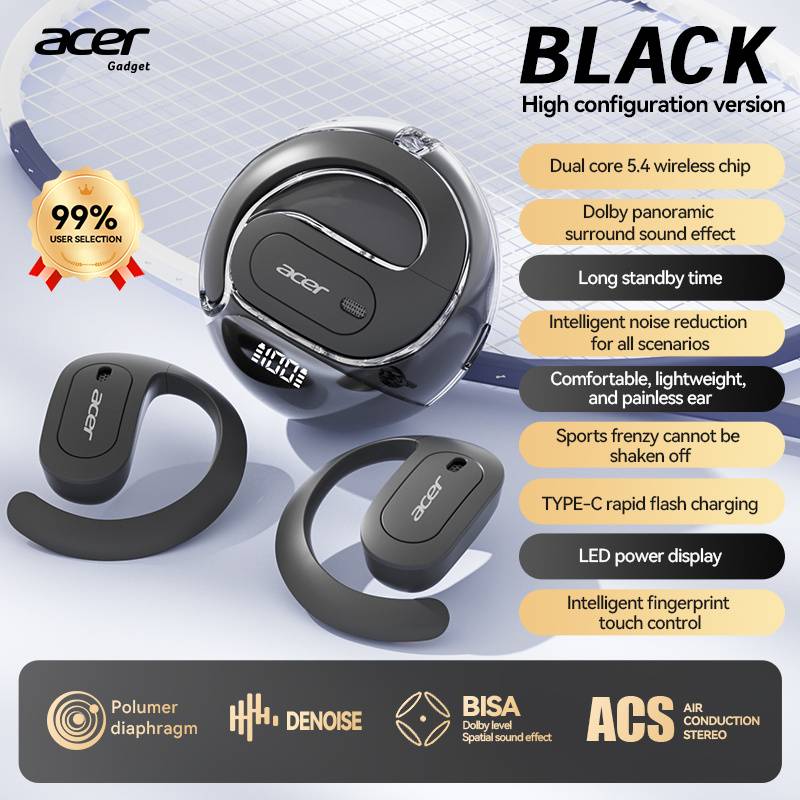 Acer Genuine Product Ohr538 Portable Wireless Earbuds, Gaming Mode/ , 14.2mm Large Dynamic Driver, Aac , Wireless 5.4, Super Long Standby, Stable Connection, Type-c Charging, Casual Use& Gift