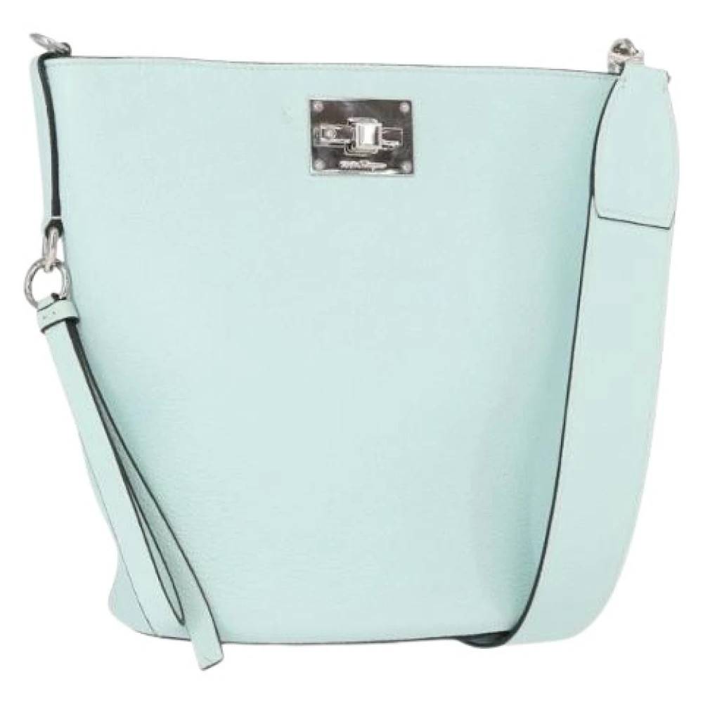 Salvatore Ferragamo Pre-owned Pre-owned Læder Bucket Bag - Vintage - Dame - Blå - ONE SIZE - Læder