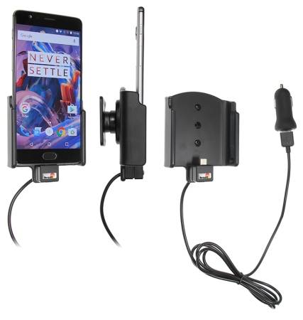Brodit Aktiv holder med USB-kabel og cigaretadapter, OnePlus 3/3T