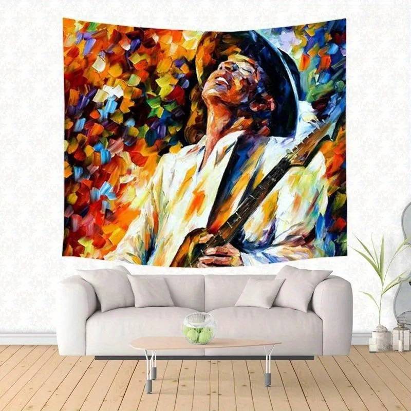 Jazz Guitarist Art Tapestry" - Perfect for Vibrant, Musical, Inspiring & Unique Home Decor with Creative Artistic Charm