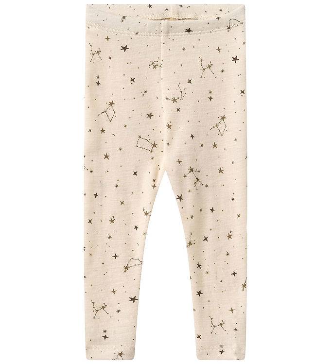 Wheat Leggings - Uld - Agi - Eggshell Stars - Wheat - 1½ år (86) - Leggings