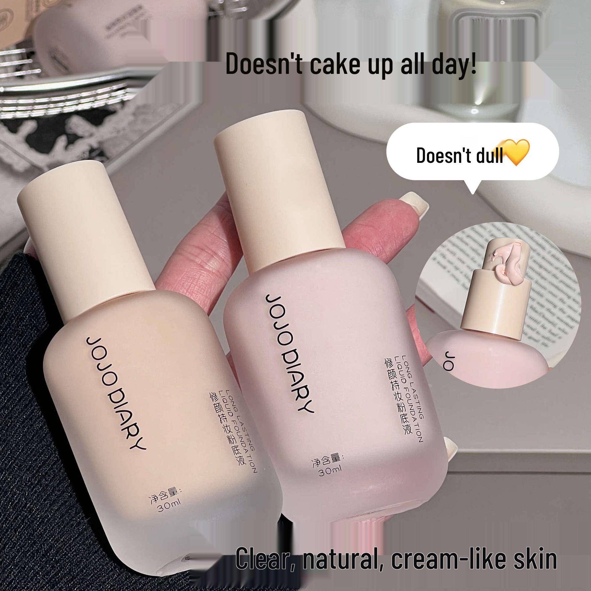 Jiu Jiu Diary Face-Sculpting Long-Lasting Waterproof Foundation: Sweat-Proof, Non-Transferring, Hydrating, Moisturizing, Creamy Skin Concealer.