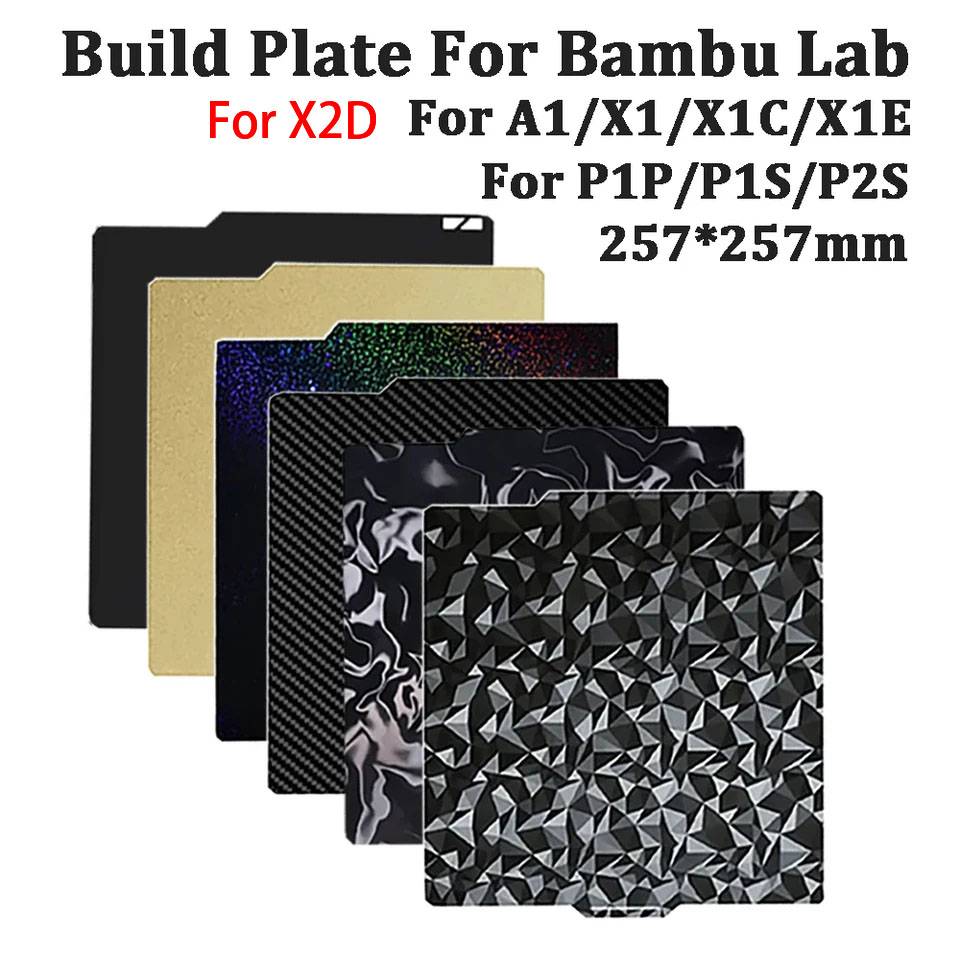 For Bambu lab X2D P2S X1 P1S Carbon Build Plate A1 PEI Sheet Textured Double Sided PEO PET Bed For  Bambulab P1P X1C Build Plate