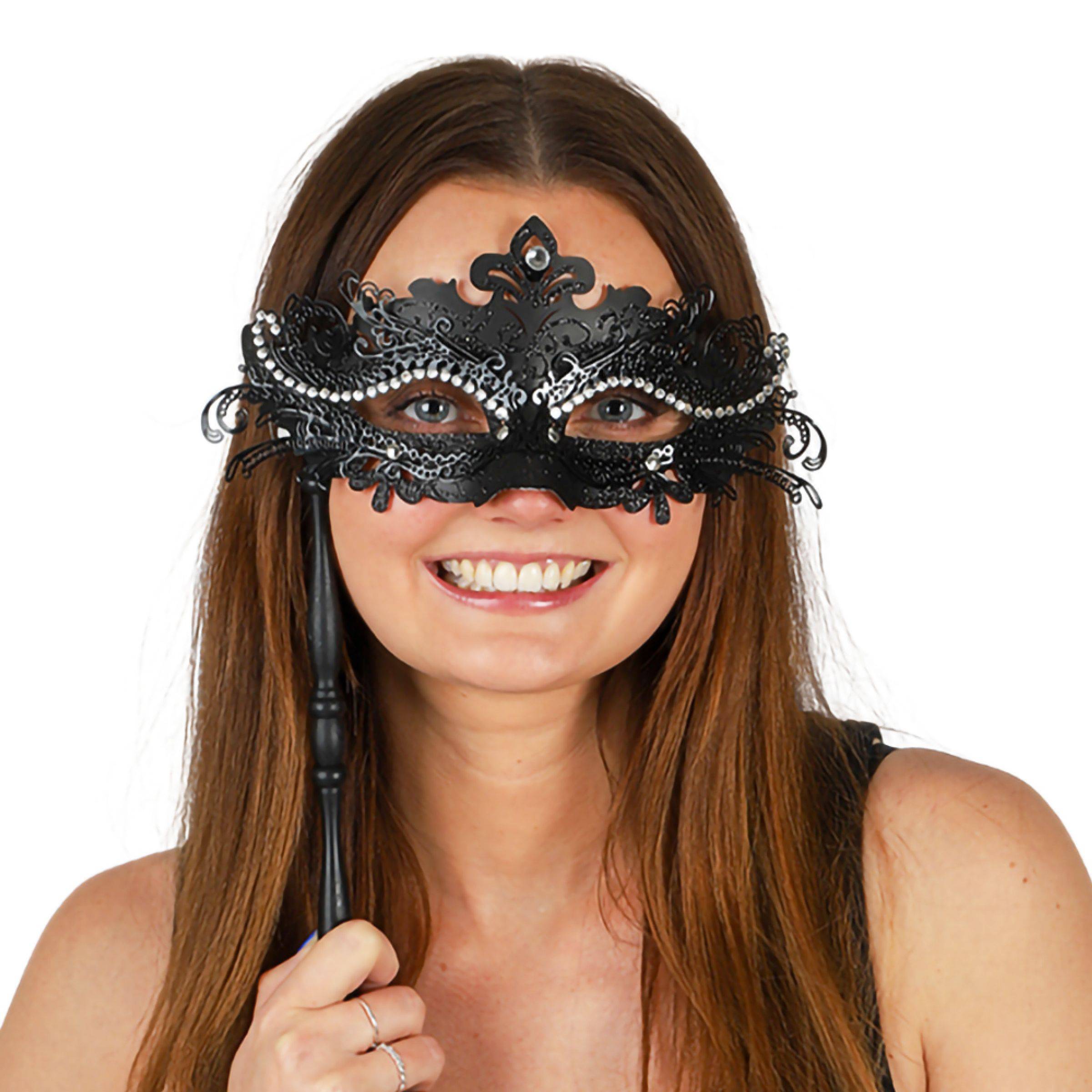 Venetiansk Mask på Pinne Svart - One size
