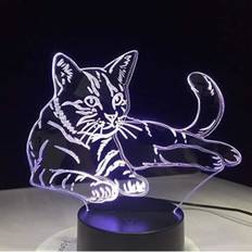 Natlampe Liggende Hyggelig Kat 3D Led Lampe Akryl Natlampe Usb Touch Lys Børn Sød Nat Soveværelse Lys Lys -h