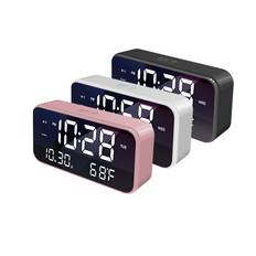 USB LED Musik Alarm Klocka Spegel Effekt Ljusstyrka Kontroll Snooze Funktion Tid Termometer Temperatur LED Display Skriv