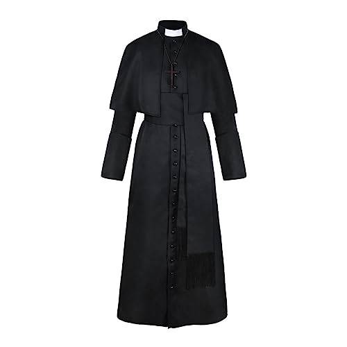 Gothden tunika kostym medeltida munk präst renässans cosplay komplett set halloween cosplay för vuxna män