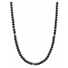 Nialaya, Accessories , Herre, Grå, L, Beaded Necklace with Matte Onyx and Silver