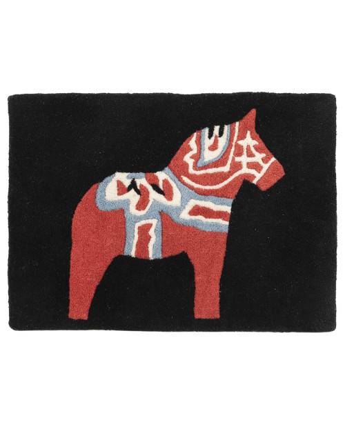 Dalahäst svart - dörrmatta 50 x 70 cm (50 x 70 cm)