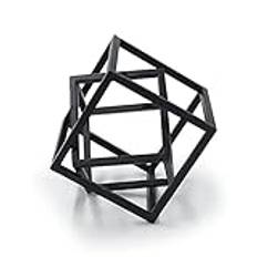 Aoneky Geometrisk Kub Skulptur - Gjutjärn Dekorativ Staty, Modern Minimalistisk Stil, Inredning Dekoration för Hem Kontor Rum, Gåva till Kvinna Man Födelsedag Årsdag Jul, Svart