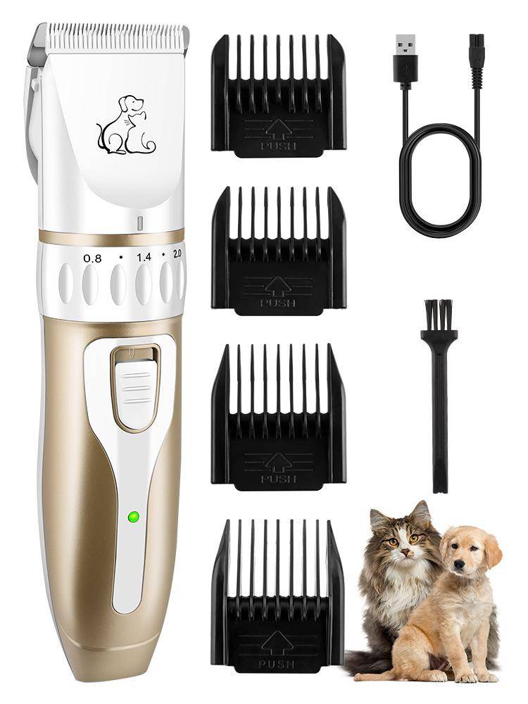 Upgraded Rechargeable Cordless Pet Grooming Kit Low Noise Electric Dog Cat Hair Trimmer Set