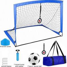1,8 x 1,2 meter bärbart popup-fotbollsmål, inkluderar fotboll, hopfällbar träningsutrustning, koner, utomhusmål - Multifärgad (En-Storlek)