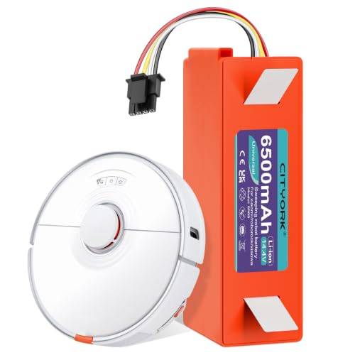 CITYORK Li-ion Batteri för Roborock S5 S6 S7 Q7 Pure/Max/MaxV/MaxV Ultra Xiaomi ersättningsbatteri för robotdammsugare, Mijia 1:a och 2:a generationens ersättningsbatterier - 14,4 V 6500mAh