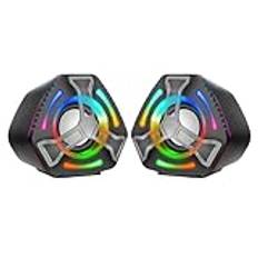 Gvvsjgdbis USB-trådbunden datorhögtalare, multimediahögtalare med subwoofer, RGB-färgad ljuseffekt, skrivbordshögtalare.