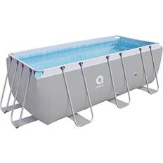 Avenli Pool 400 x 200 x 100 cm Frame Plus Stahlrahmen Aufstellpool ohne Pumpe grau Framepool grau rechteckig Swimming Schwimmbecken Ersatzpool