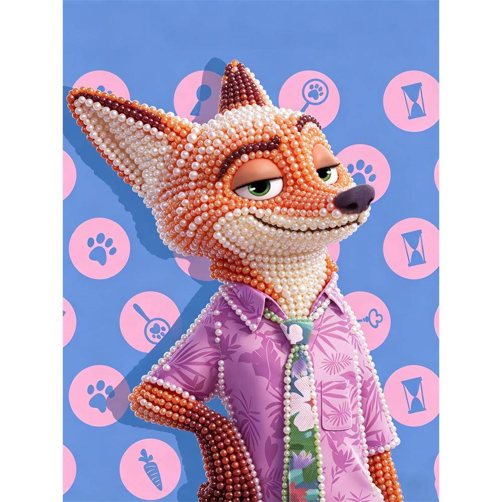 Disney Pearl Painting DIY Zootopia Nick Creative Pearl Style Illustration Pearl Art Painting Pearl Gem Painting, Home Wall Decoration Crafts 30x40