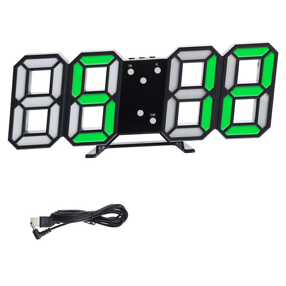 8 formad 3d digital bordsklocka väggklocka ledde nattlampa datum tid celsius display larm usb snooze heminredning vardagsrum - B6