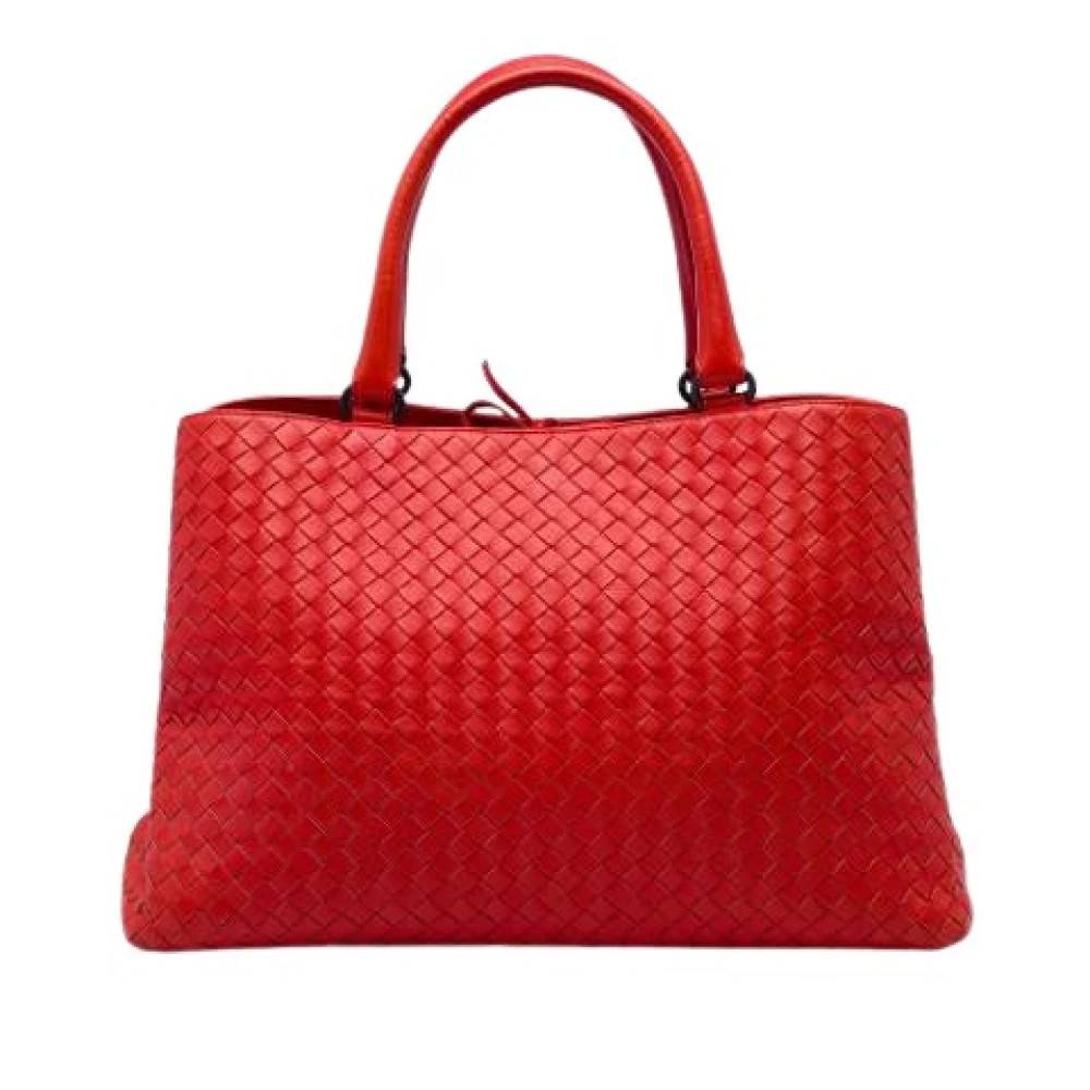 Bottega Veneta Vintage Pre-owned Woven Leather Tote - Vintage - Dame - Rød - ONE SIZE - Uld
