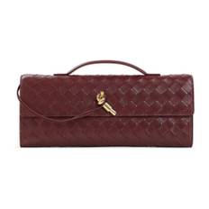 Bottega Veneta, Tasker , Dame, Brun, ONE SIZE, Læder, Fondant Intreccio Sort Læder Clutch