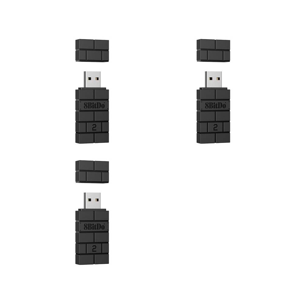 3X 8BitDo USB Wireless Adapter 2 Receiver 1, 2 PS1 for PS4 PS5 Series X/S Handle Black