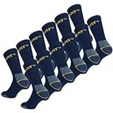Caterpillar Real Work Socks 12 par arbetsstrumpor manförstärkt på häl och tå bomullsfrotté (39-42, Blå)