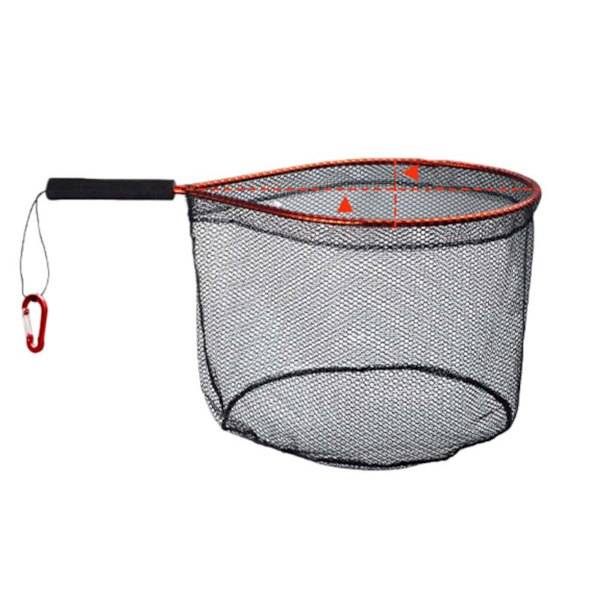 Kort Handtag Bärbar Lure Fiske Landningsnät - Röd med Karbinhake, utmärkt för säker fångst och skonsam hantering av fisk 40 cm