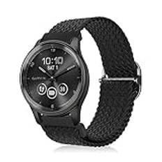 MiKoyi 20 mm armband, kompatibelt med Garmin vívomove Trend/Garmin Venu Sq 2/Sq 2 music/2 Plus, justerbart flätat nylonsportarmband för Garmin vivoactive 3/3 music/Forerunner 645, svart