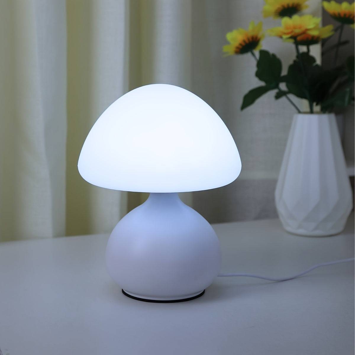 ModernLight - Chic Svamp Bordslampa med USB - Insteekbar Trefärgad Svamp Vit