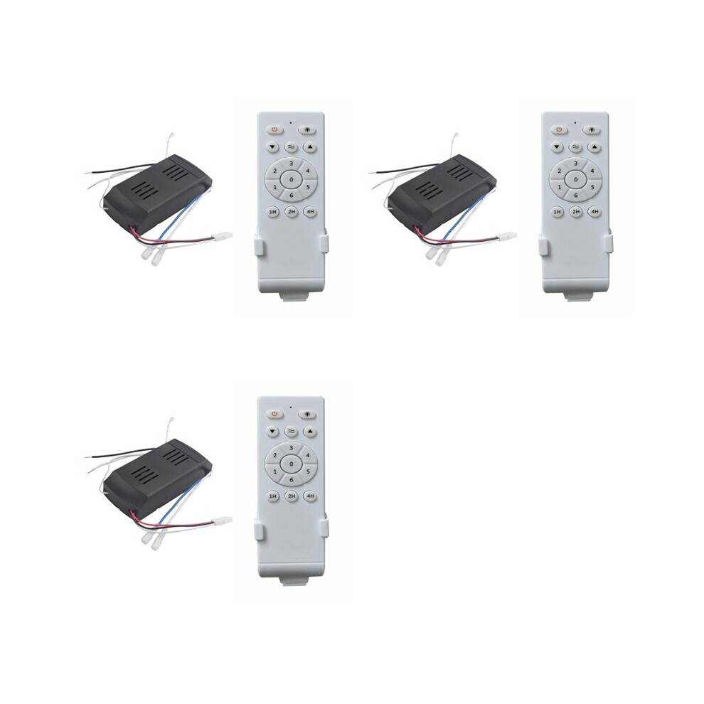 3X Universal Ceiling Fan Remote Control Kit Low Voltage 50w Fan Light Driver Controller 6-Speed & Timing Remote