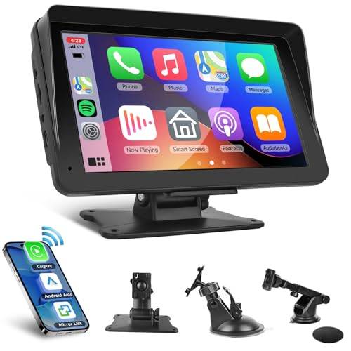 Carplay Bärbar Trådlös Android Auto Display AirPlay/Mirror Link Multimediaspelare Skärm Handsfree Bluetooth 7 Tum Touch Screen Monitor Bilradio FM-mottagare Stöd AUX/TF