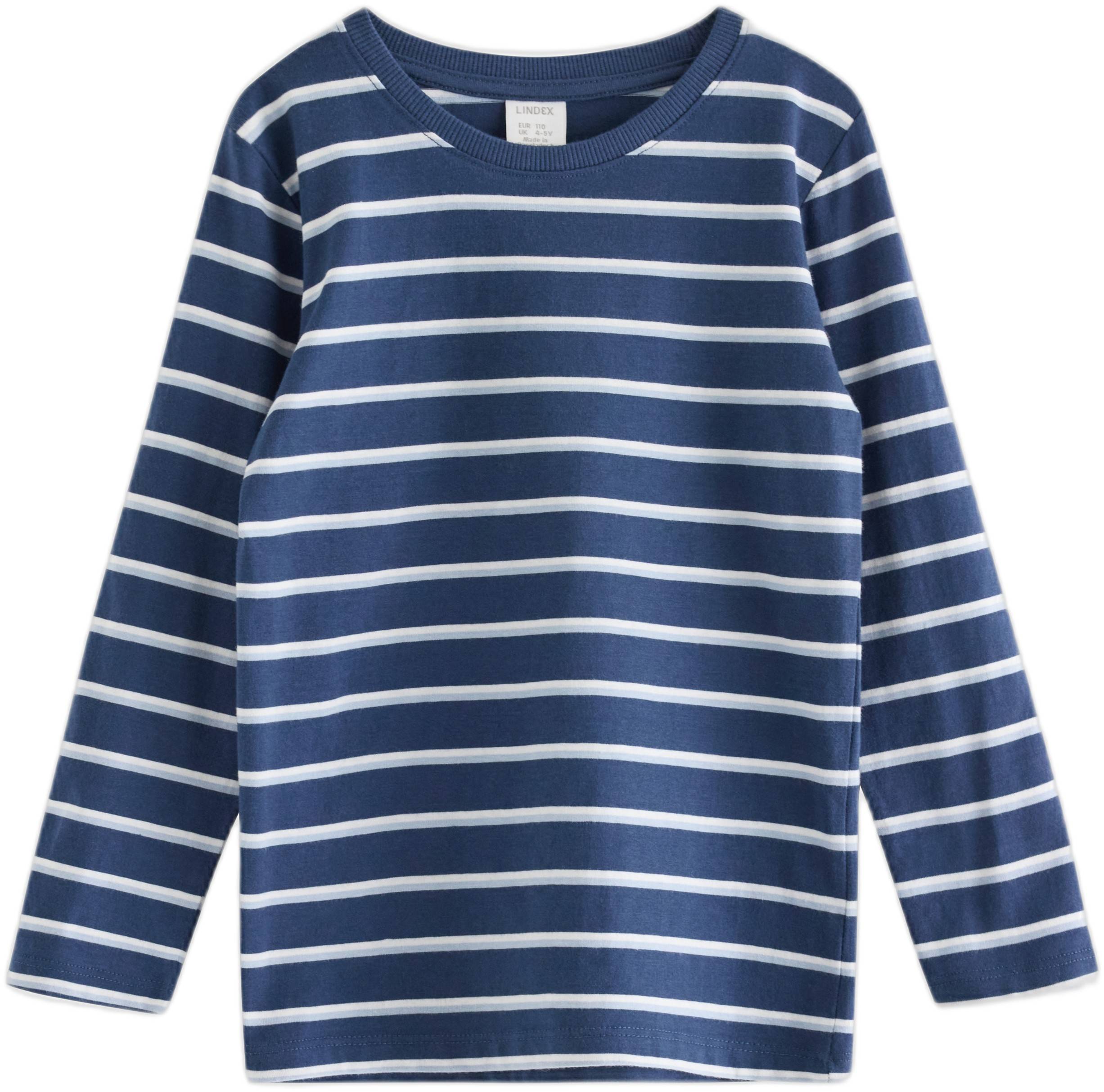 Lindex Top l s Striped Basic Stl. 128 unisex - Blusar Från Magasin - Blue (128)