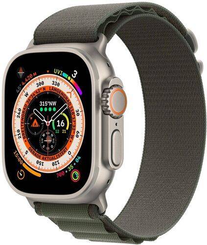 Apple Watch Ultra (2022) | 49 mm | GPS + Cellular | silver | Bergsloop grön Medium