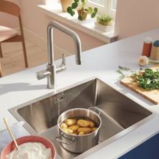 Grohe Blue Pure Start Einzelarmatur, schwenkbarer U-Auslauf mit Filterfunktion, supersteel