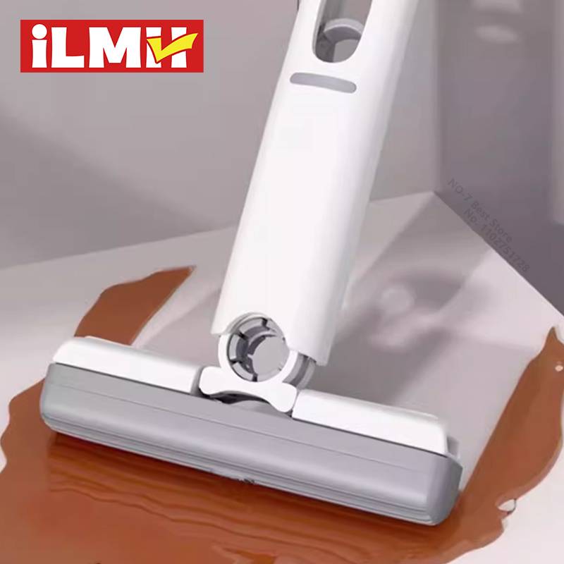 iLMH Mini Mop Self Squeeze Mop Powerful Folding Household Clean Tool No Hand Wash Strong Absorbent Mop, Bathroom Kitchen Desktop