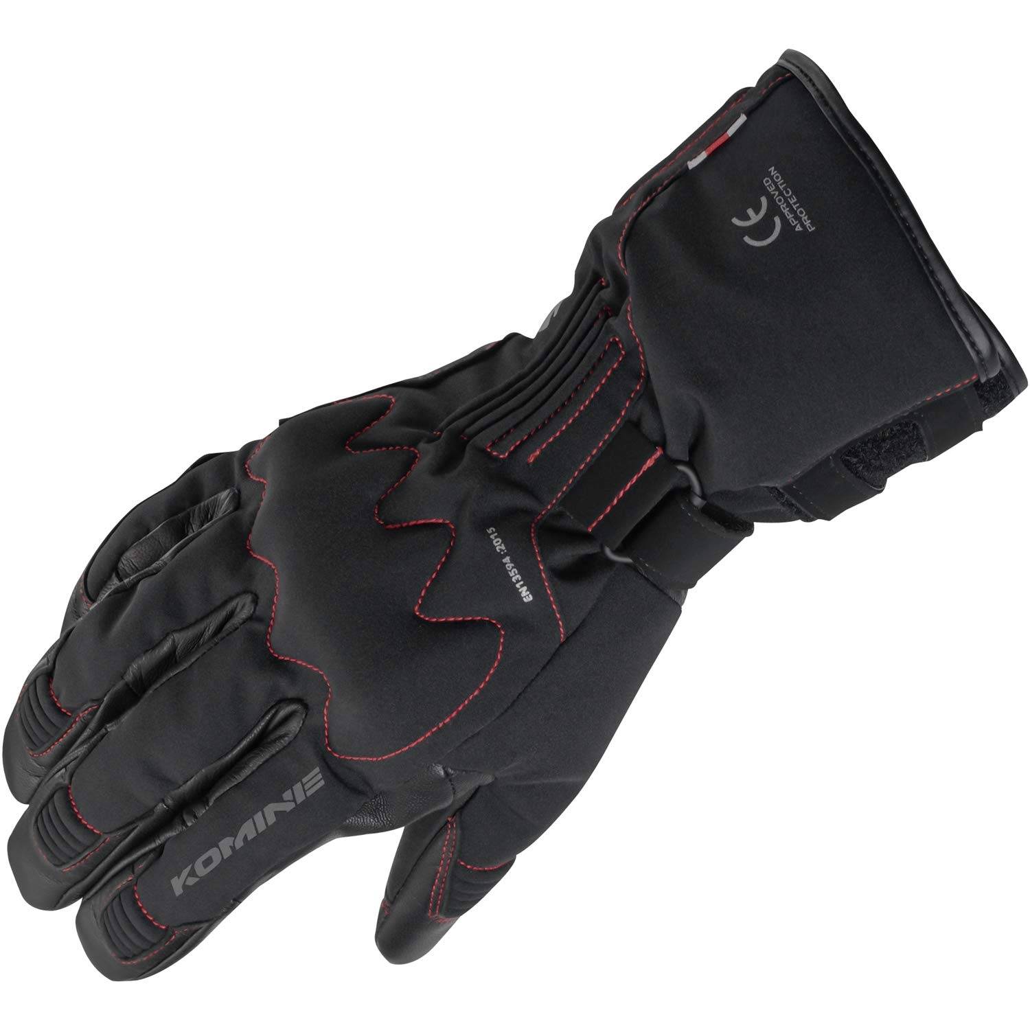 Komine AIRGEL Protect Winter Motorcycle Size L Waterproof and CE Stretch Carbon Fiber for and Winter Gloves, Black/Red, (GK-828 1273), Cold-Resistant,