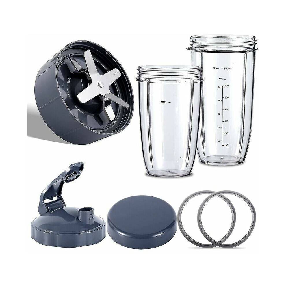 Opgraderingssæt til højhastighedsblender, BPA-fri, slagfaste plastikkop, udskiftningskopper med flip-top, låg til at tage med til Nutribullet 600W