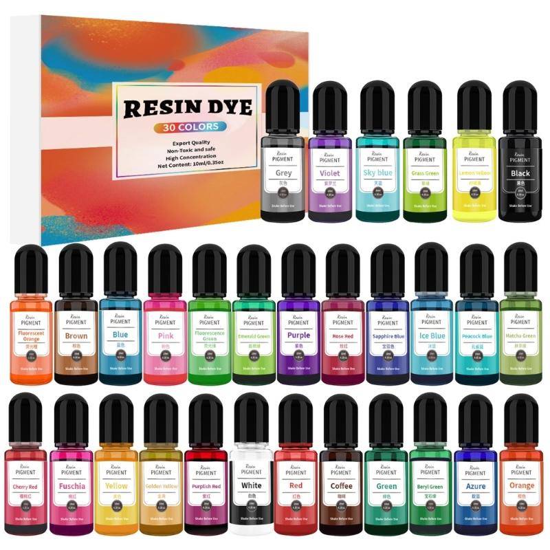 30 Färger Mångsidigt Epoxihartsfärgämne Högkoncentrerat Oljebaserat Pigment för DIY Hantverk Långvarigt Flytande Färgämne black