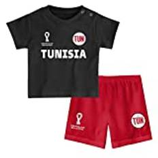 FIFA Unisex barn officiell Fifa World Cup 2022 t-shirt & shorts set – Tunisien – Away Country Tee & Shorts set (paket med 1), Röd, 24 månader