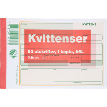 Kvittoblock Esselte 50 sidor A6