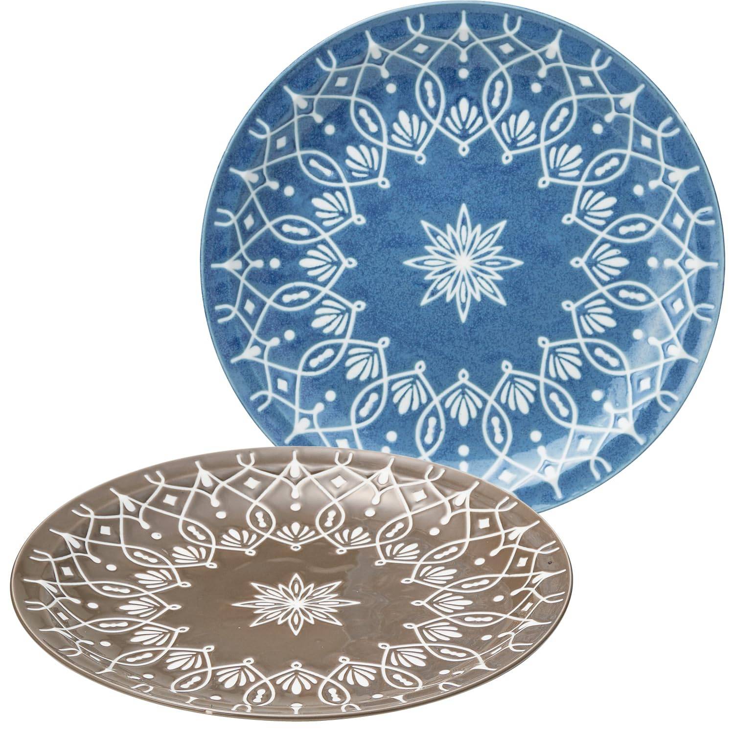 Dolce duo Stylish Moroccan 25cm Large Plate Set (2 Plates) for Curry and Pasta (Boxed) Made in Japan, SE-1814