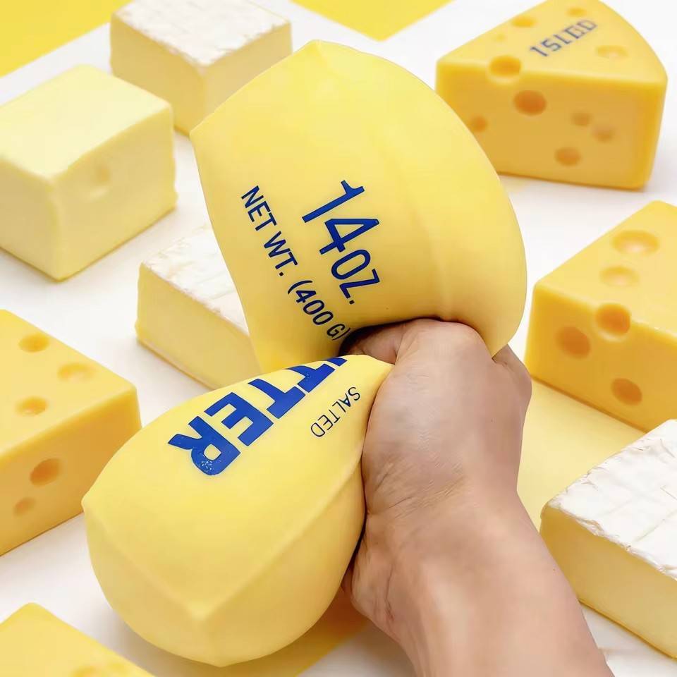 14/23CM Butter Stick Fidget Toys Squishy Elastic Cheese Stick Funny Decompression Stress Anxiety Relief Squeeze Prank Toy Relax