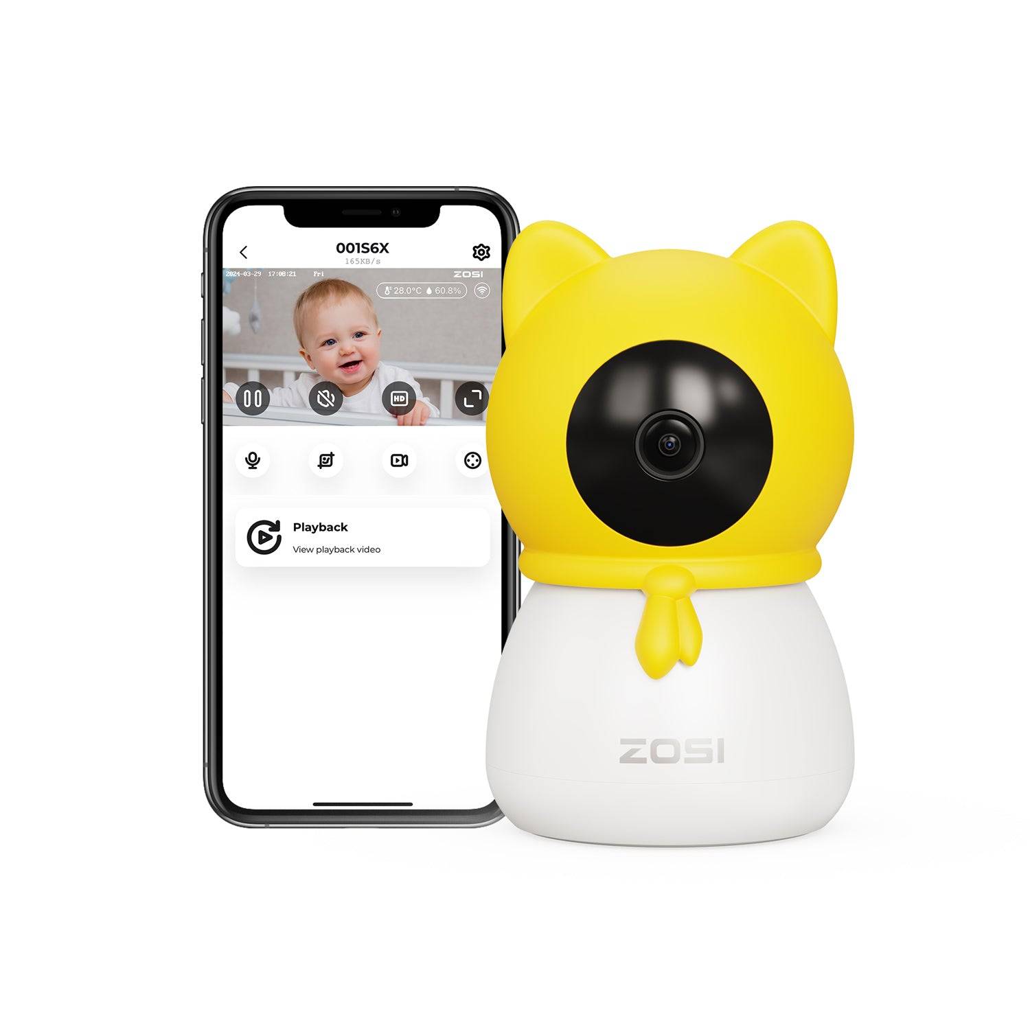 C516 4MP PTZ 2.4GHz/5GHz Baby Security Camera + Face/Sound Detect + Support 256GB Storage - Only Camera