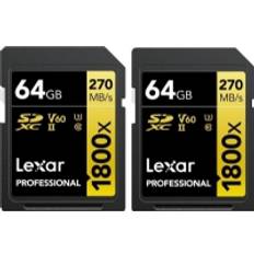 Karta Lexar LEXAR PRO 1800X SDXC U3 (V60) UHS-II R270/W180 64GB - 2PACK