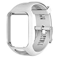 Klockarmband, XGZ reservarmband för Tomtom Runner 2/3 serie silikon armbandsur band tillbehör med sil-protektorer, 25 cm Weiß