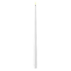 Hvid kertelys m/LED 3D flamme MÅL: D 2,2 cm H 38 cm