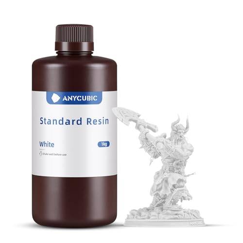 ANYCUBIC Standard 3D Printer Resin, 405 nm UV-Härdande Resin med Hög Precision och Snabb Härdning och Utmärkt Flytbarhet för LCD 3D Printer, Vit 1kg