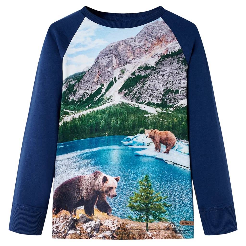 vidaXL T-shirt med långa ärmar för barn marinblå 104