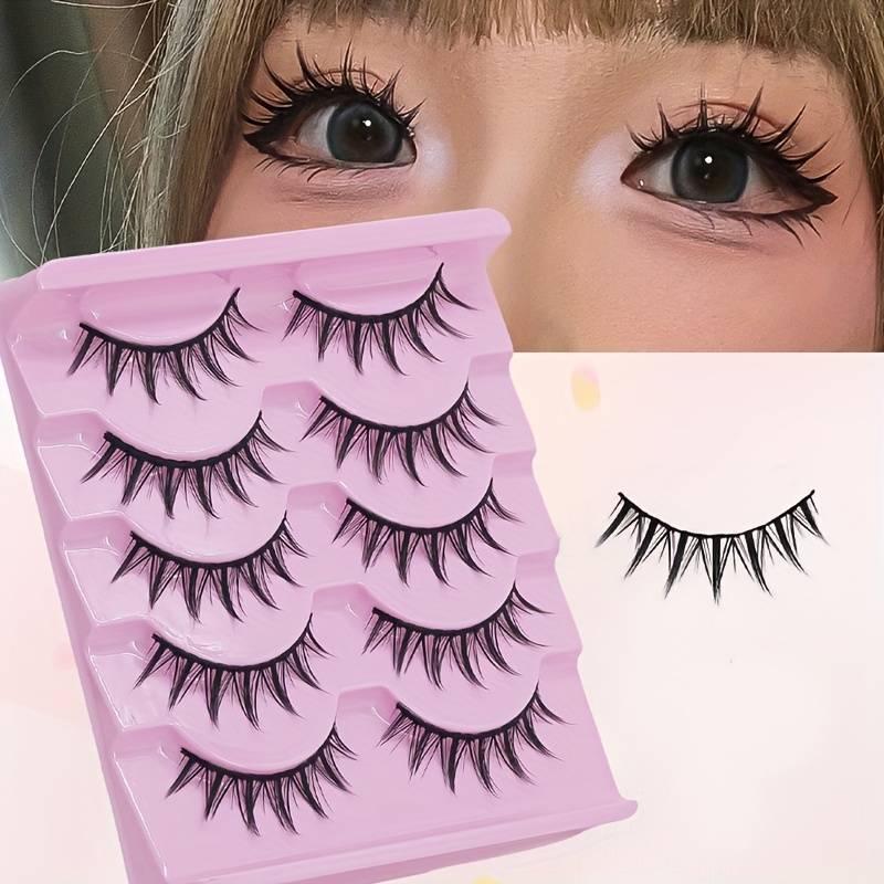 5 Pairs Of False Eyelashes For Makeup, Featuring Styles, Wispy Anime Designs, Appearance, Fluffy Spiky Doll Lashes, And Cartoon-inspired Lashes